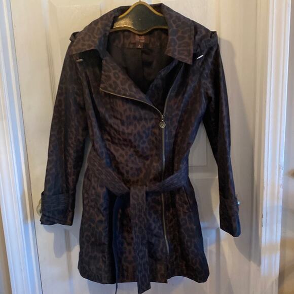 Anne Klein women’s small animal print hooded rain jacket - Picture 1 of 8